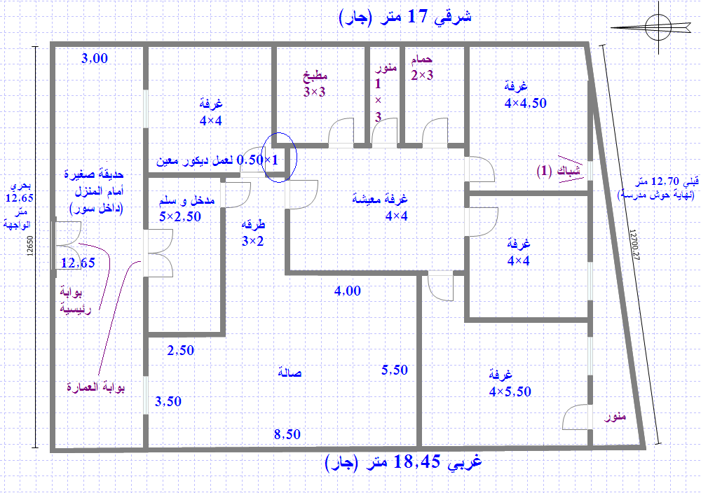 رسم هندسى لمنزل 150 متر - تصميمات وخرائط هندسية لمنزل 713