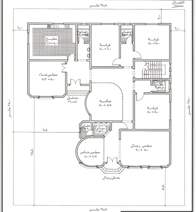 رسم هندسى لمنزل 150 متر - تصميمات وخرائط هندسية لمنزل 713 6