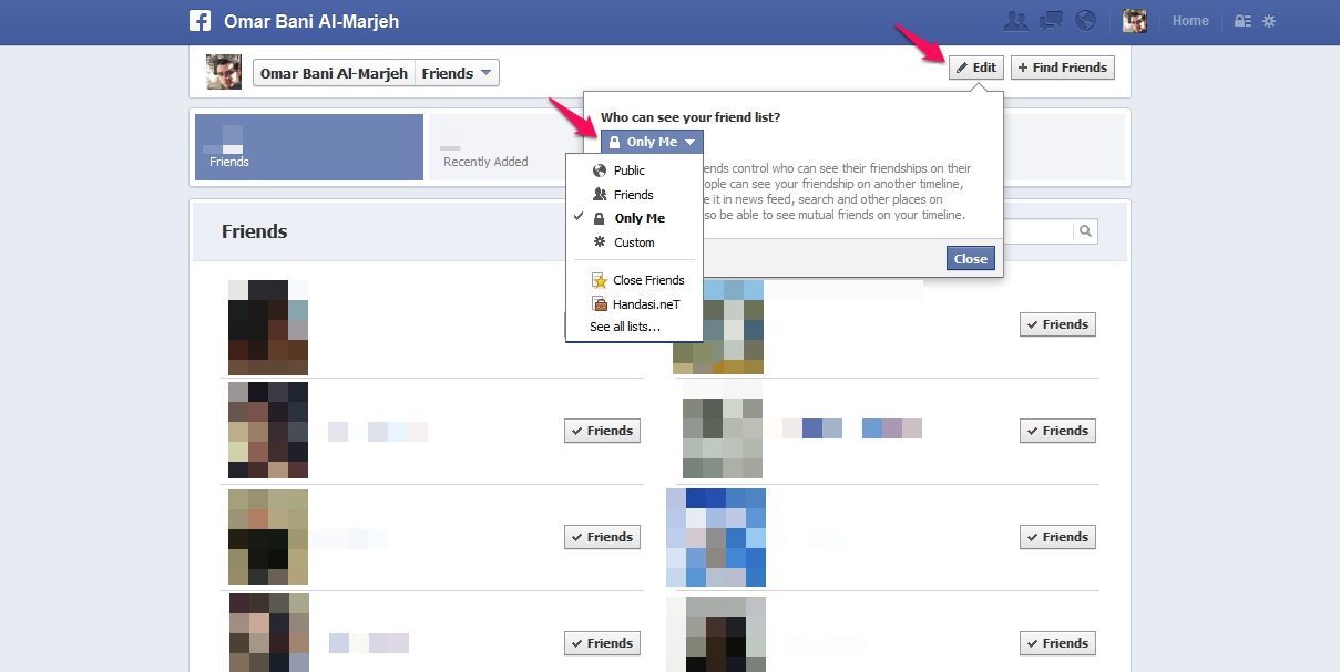 طريقة اخفاء الاصدقاء من الفيس بوك , اخفاء الاصدقاء و نفسك ايضا لو عاوز
