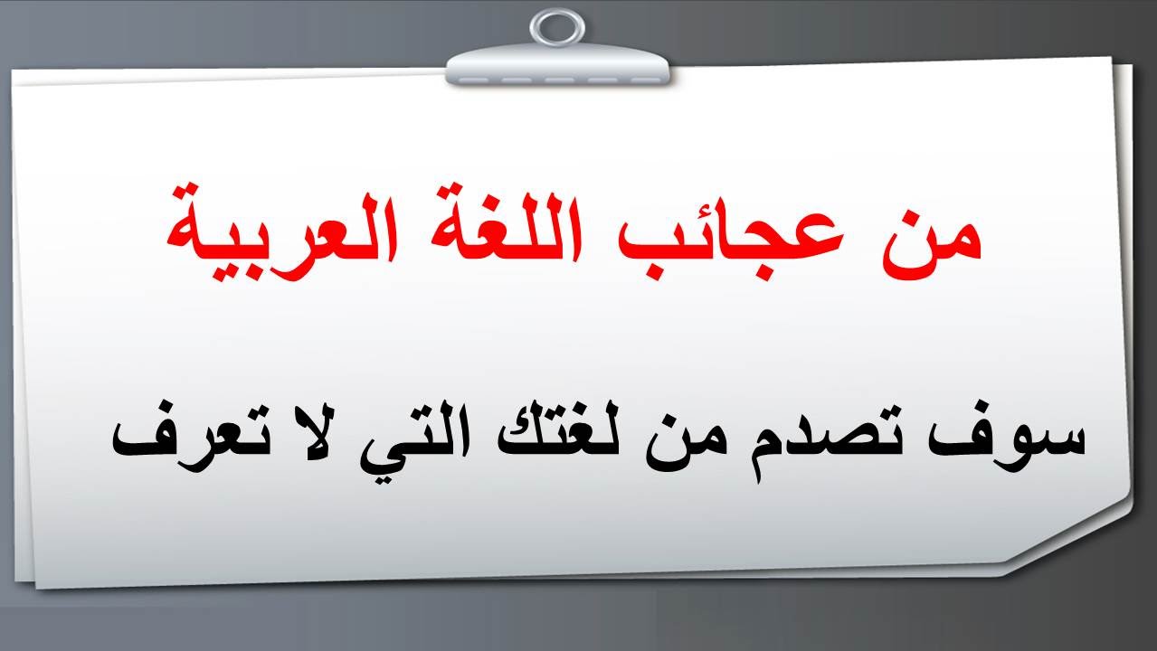 من روائع اللغة العربية - غرائب وعجائب لغة الضاد 1755 1