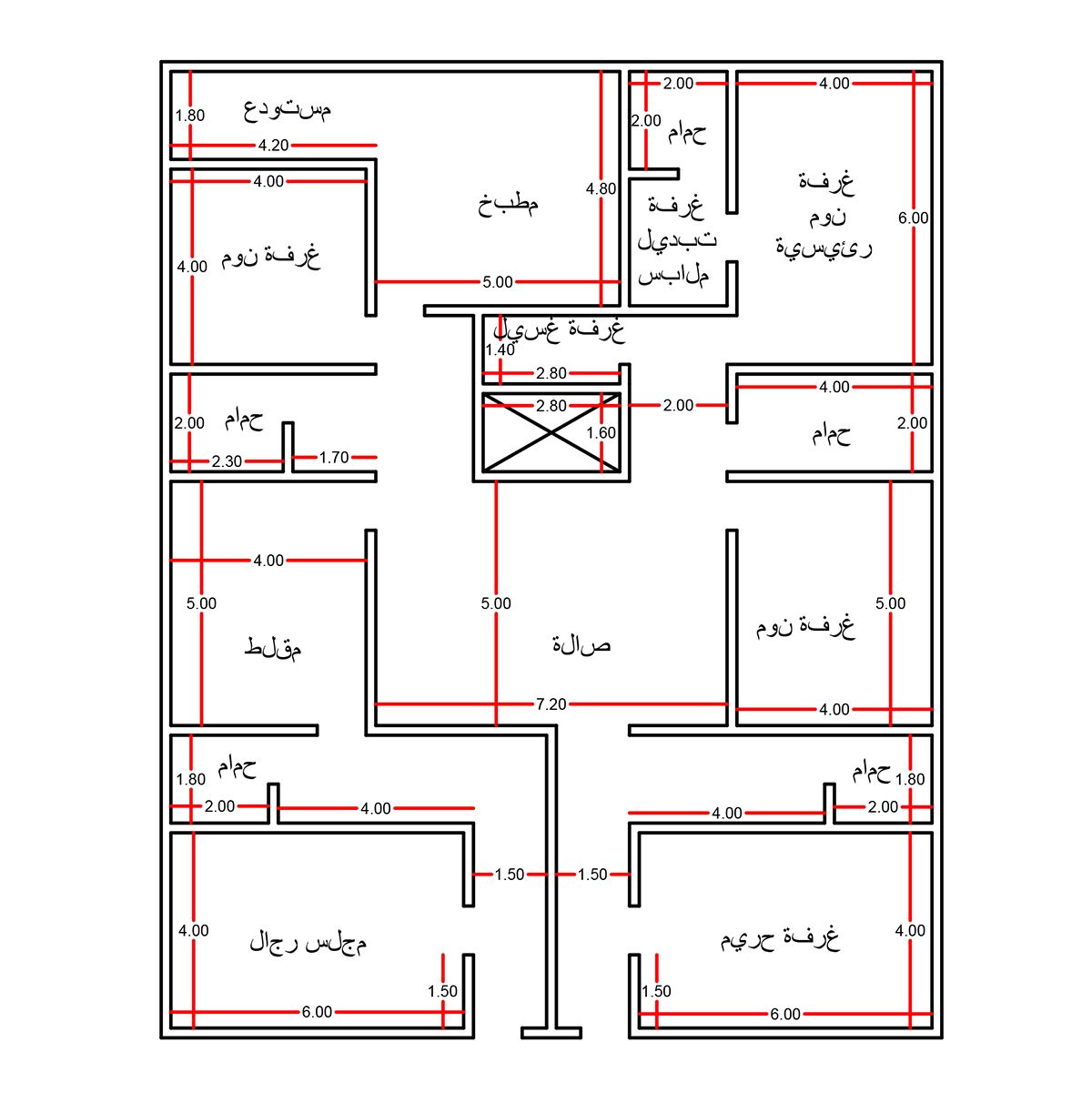 رسم هندسى لمنزل 150 متر - تصميمات وخرائط هندسية لمنزل 713 2