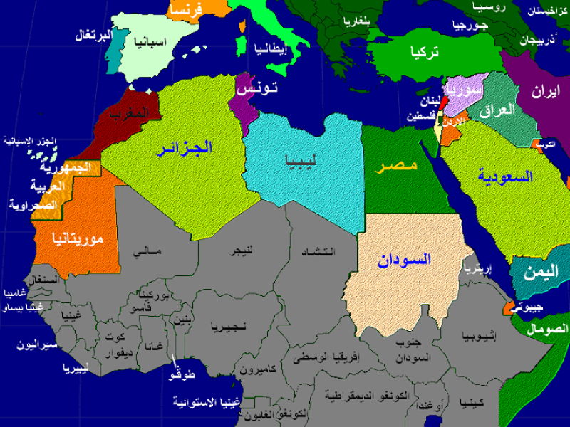خريطة شبه جزيرة العرب الطبيعية